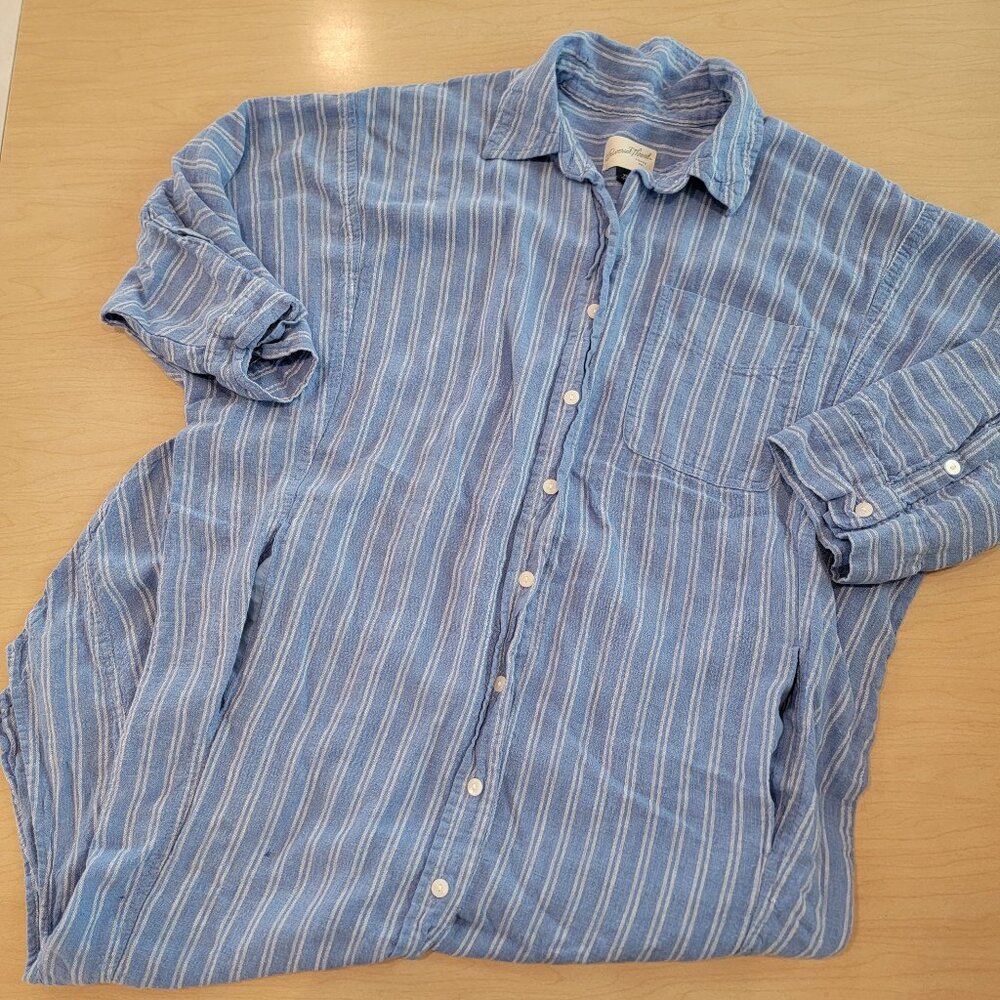 Universal Thread Pajama Dress XS Blue White Stripes